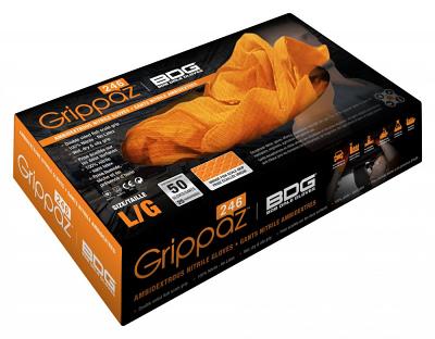 Grippaz Black Or Orange Nitrile Gloves Box of 50 (Large - XL)