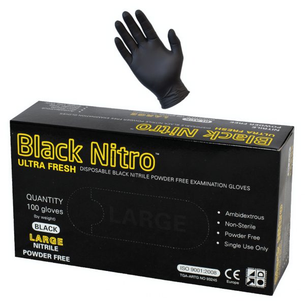 Black Nitrile Nitro Powder Free Disposable Gloves-Heavy Duty