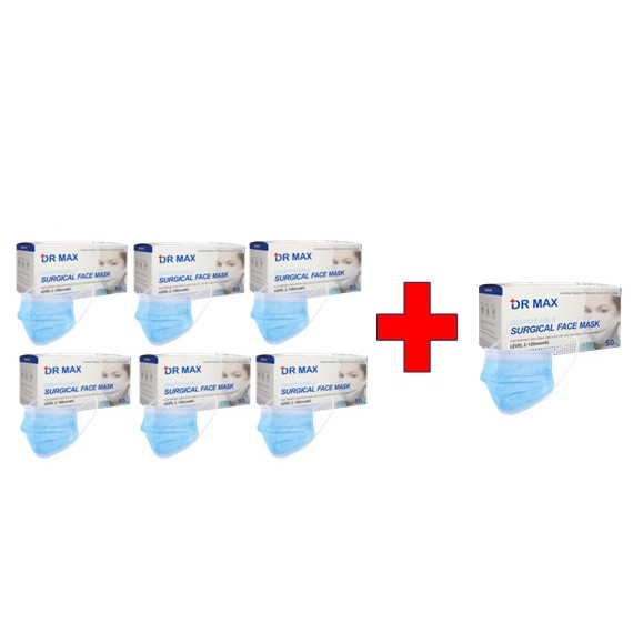 DR Max Disposable Surgical Face Mask pkt 50 Buy 6 Get 1 Free